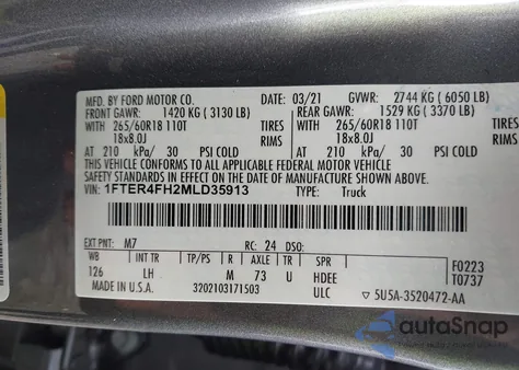 2021 Ford Ranger Xl from USA, damaged, VIN 1FTER4FH2MLD35913